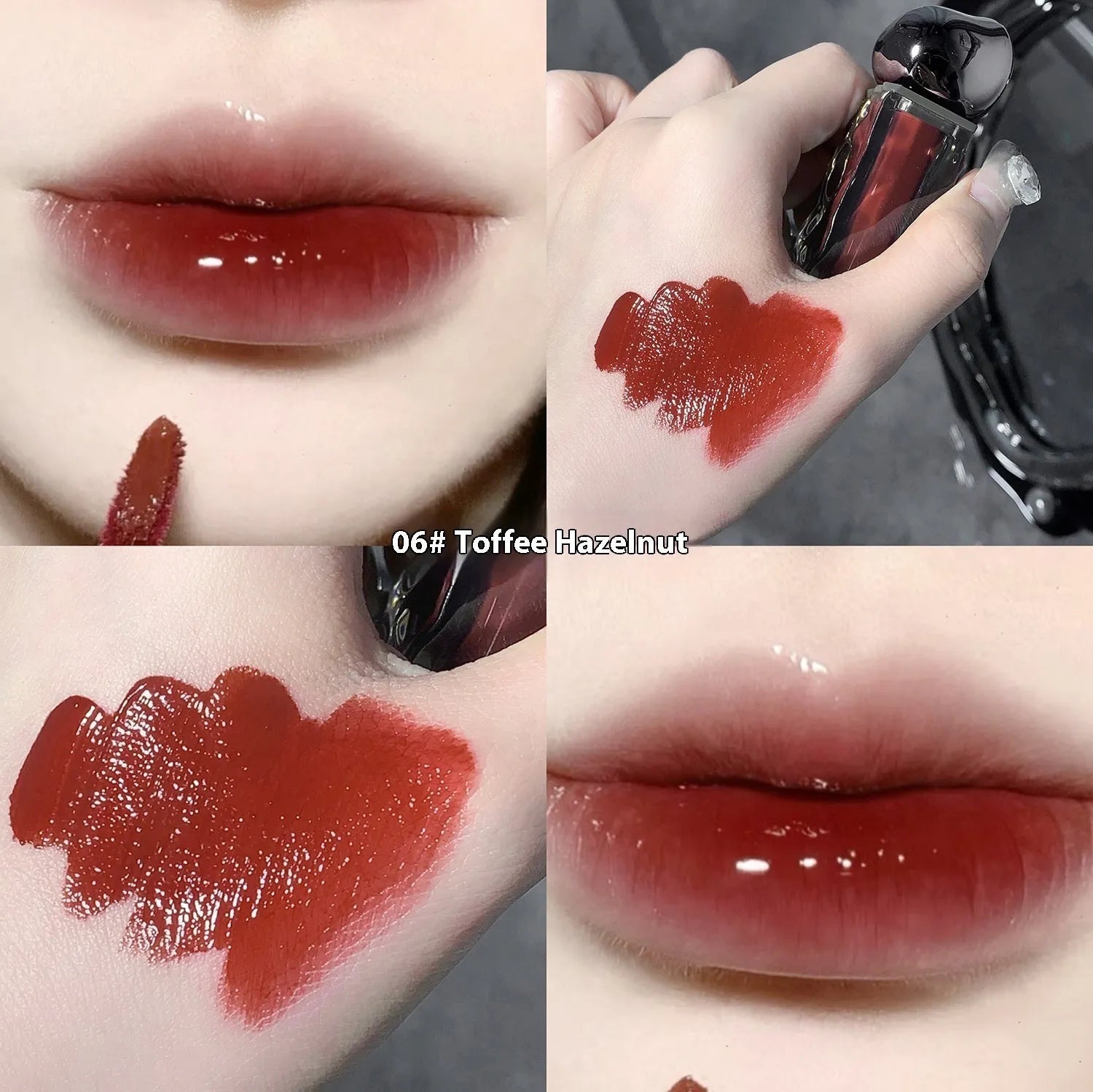Glacier Lava mirror lip gloss tube with built-in mirror, shown in one of seven available shade numbers.