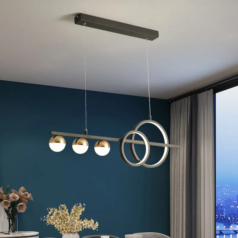 Rectangular aluminium ceiling light in Nordic design with remote control, available in black or gold finish