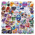 Colourful tea cup graffiti design waterproof stickers in a pack of 50 for scooter and luggage customisation.