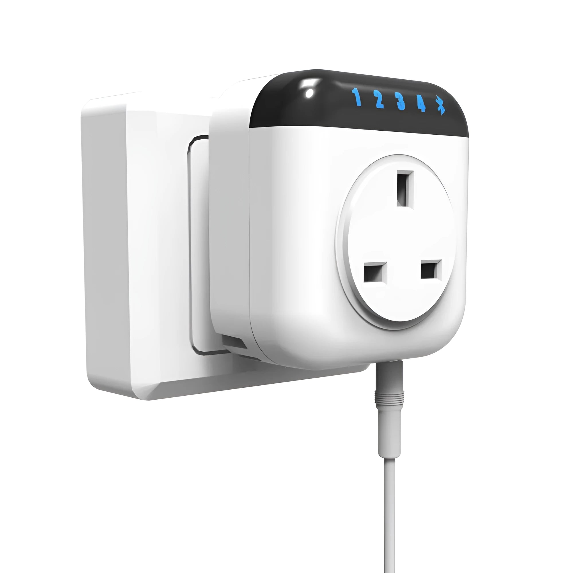 White Tuya temperature control switch socket with three US outlets and external temperature probe
