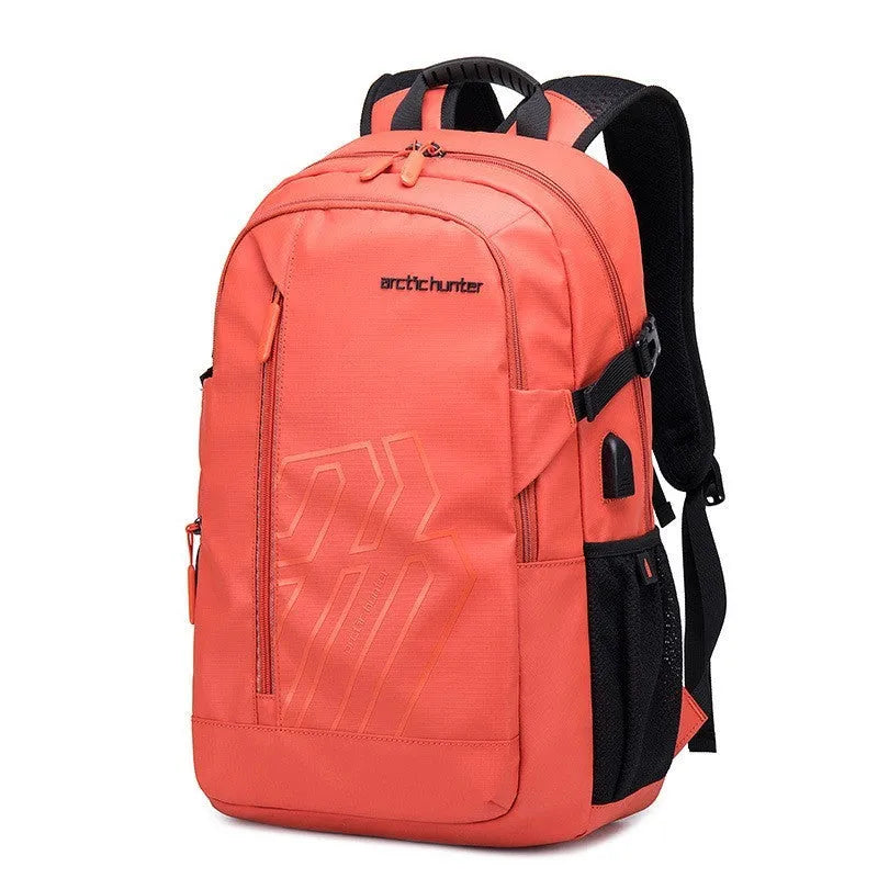 Blue plaid 18-inch casual laptop backpack with a curved shoulder strap.