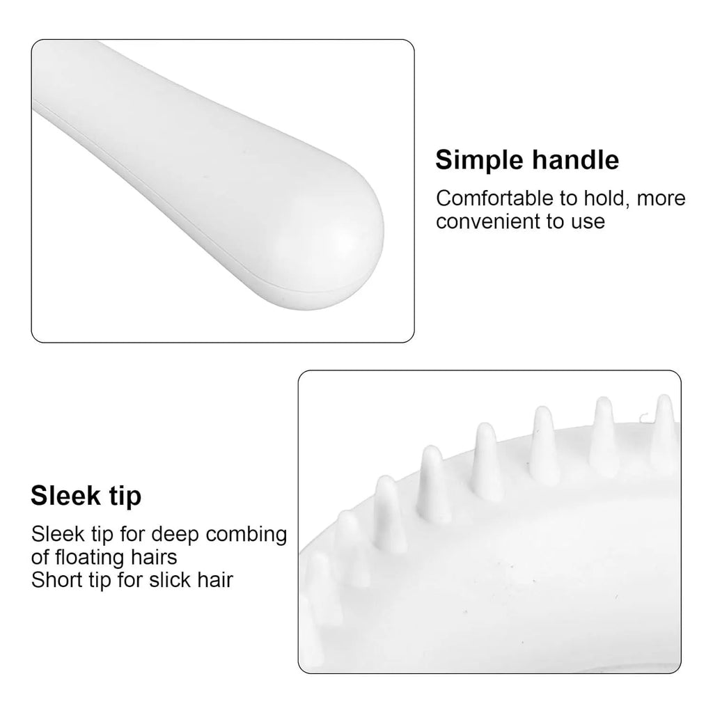 Blue and white dual-sided pet grooming brush with ergonomic handle for cats and dogs.