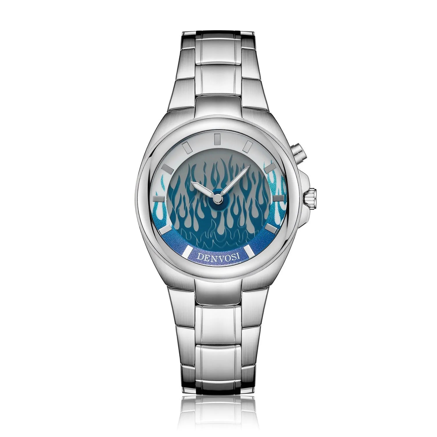 Y2K digital dual display men's watch with 40mm mineral glass face and stainless steel buckle