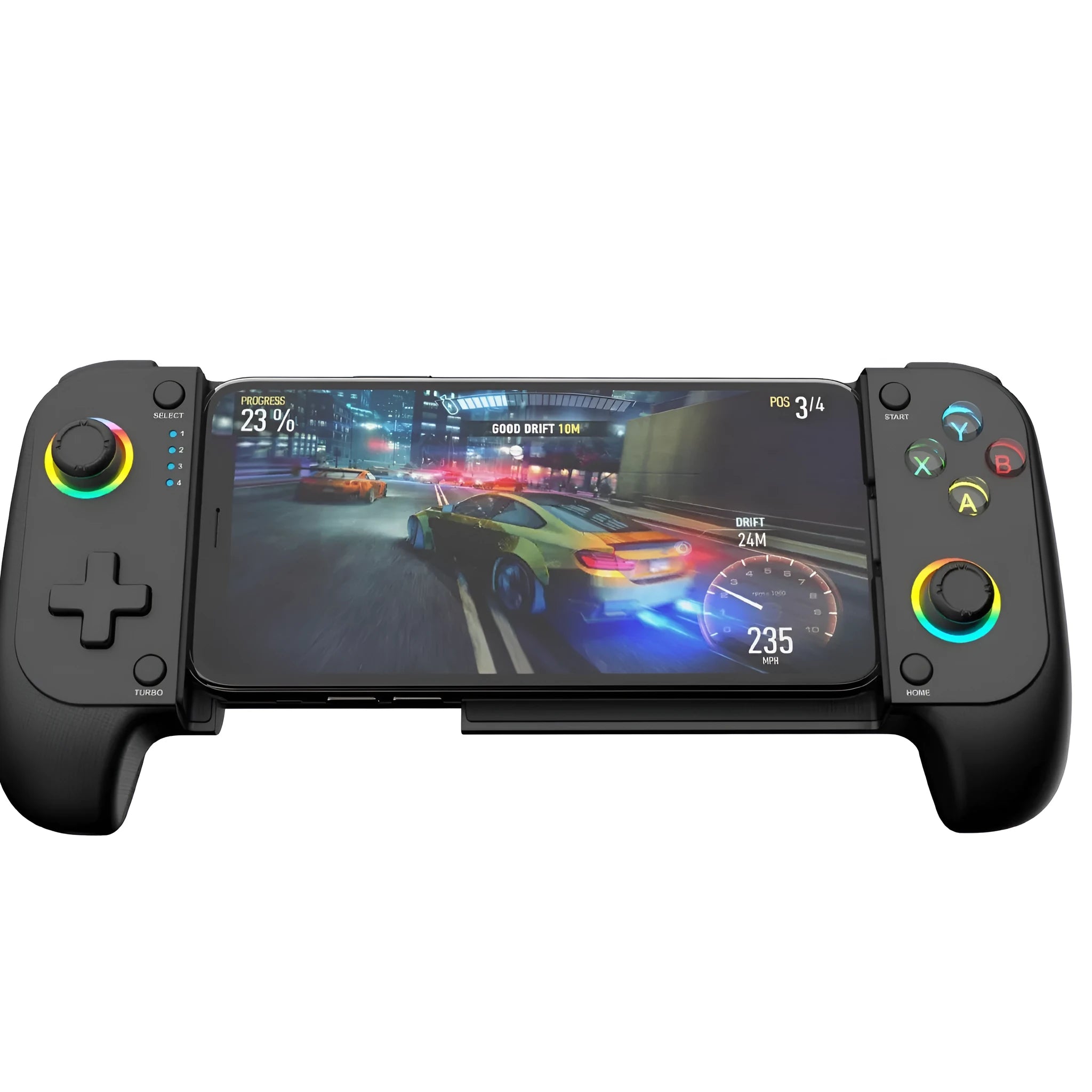 Bluetooth wireless game controller for smartphones in black, red and blue, or white colours