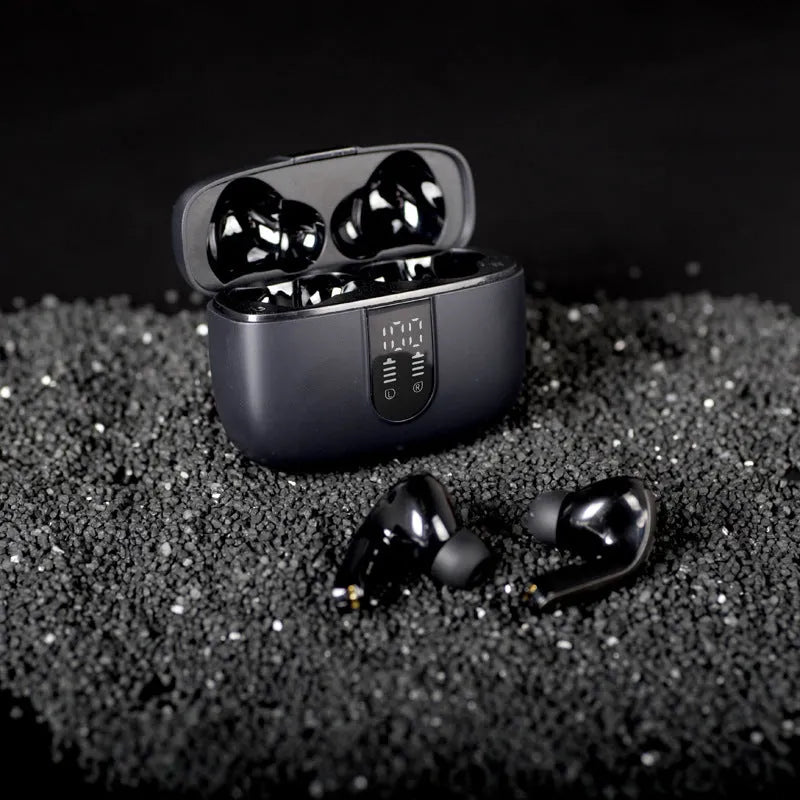Jerry X08 wireless in-ear headset with digital display and USB charging case