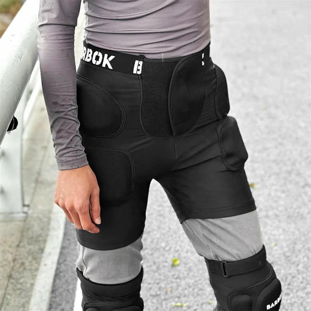 Black adjustable hip pad with NBR padding for roller skating and skateboarding protection