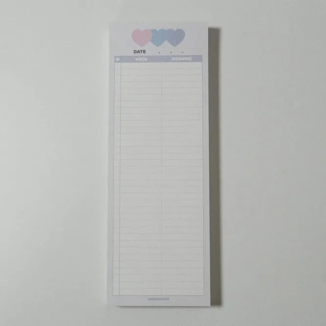 English word learning notepad in B5 half size with pink cover and 30 double-sided sheets
