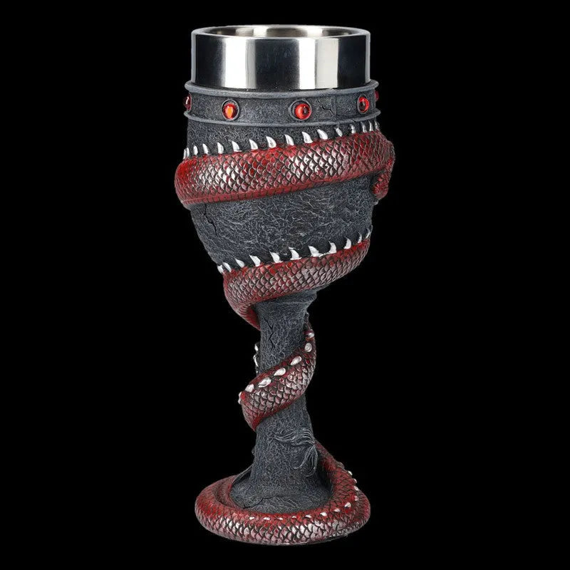 Chinese Dragon 3D stereo red wine glass in gold or red, 200ml capacity, stainless steel and resin construction.