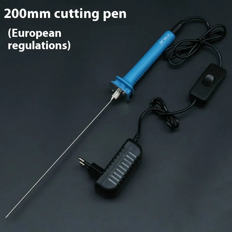 Blue electric heating cutter pen for foam cutting with plastic handle and adapter