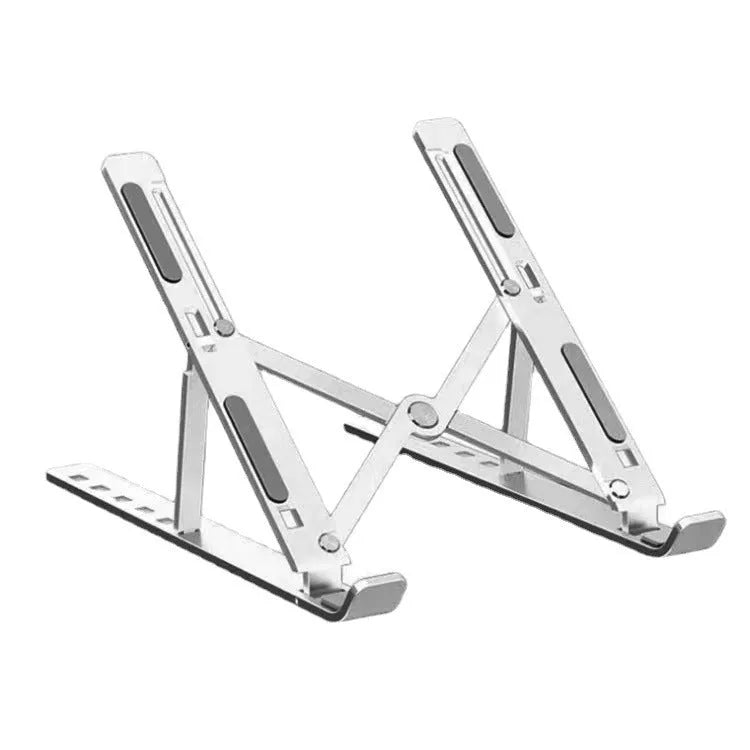Aluminium alloy folding laptop stand in silver colour showing 16-inch size with cooling design