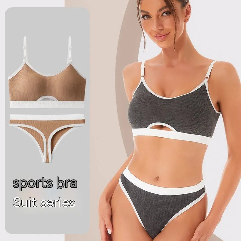 Sports underwear vest with underwired tube top in contrasting colours showing front and back views