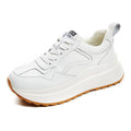 Beige women's cattlehide leather casual sports shoes with cross strap and English muffin heel
