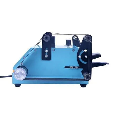 Blue desktop dual-axis belt sander with motor and abrasive belt, for knife sharpening and workshop use