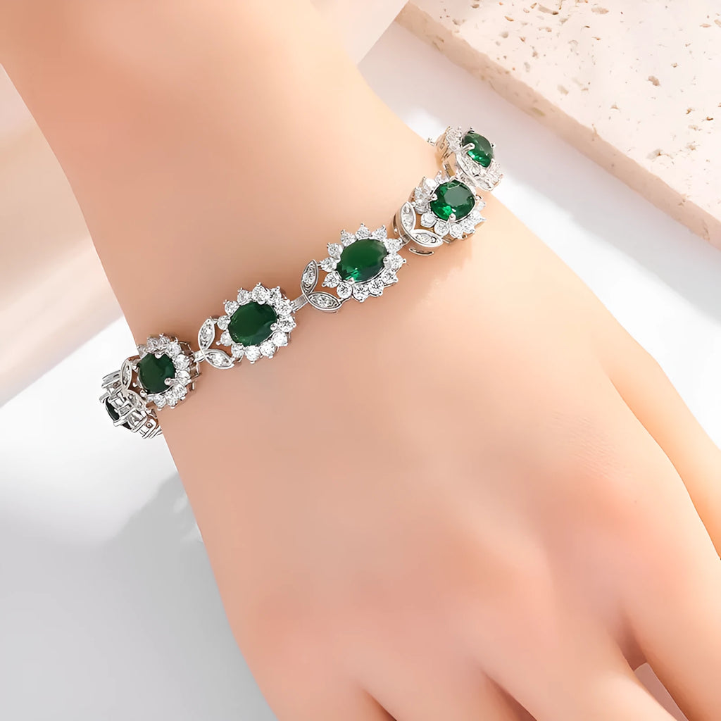 Women's electroplated alloy bracelet with inlaid zircon detailing in multiple colour options