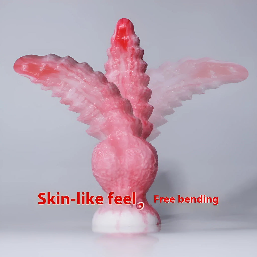 Pink platinum silicone women's masturbation device with shaped penis design - Berserker S and M sizes