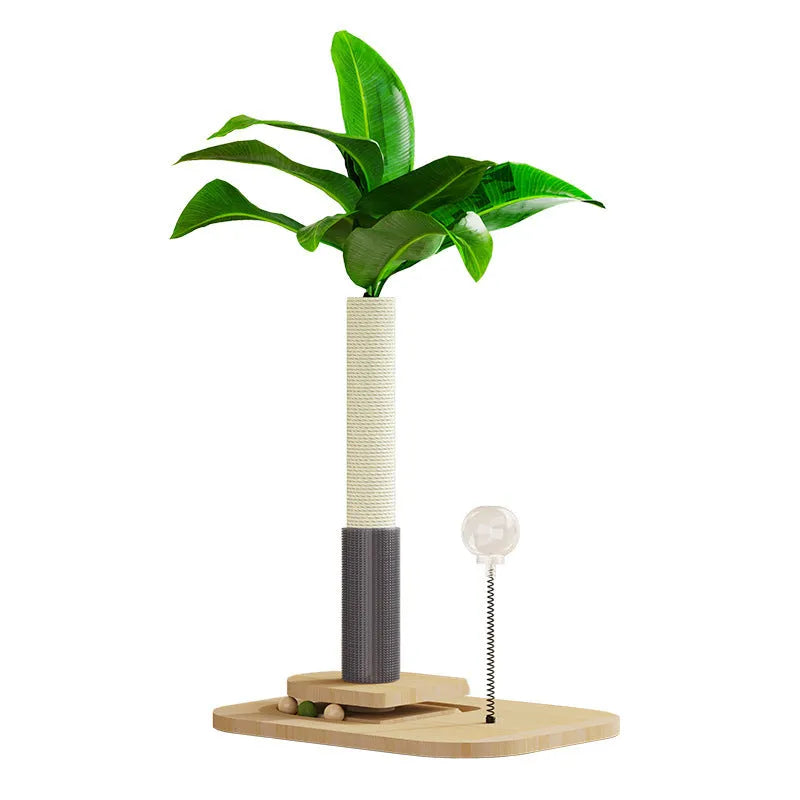 Vertical wooden cat scratching post in Canna colour with a standalone pole design.