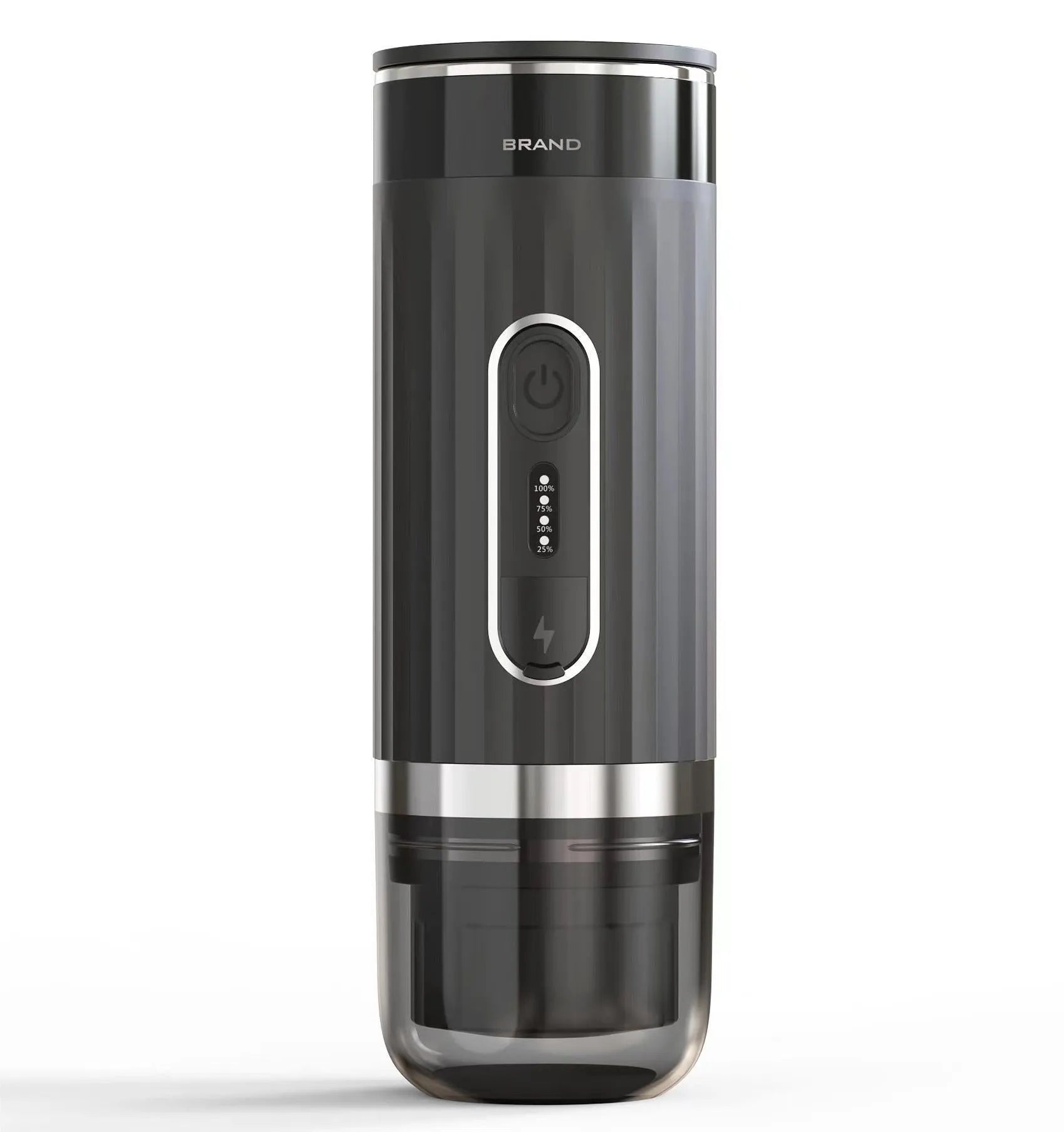 Black portable K Cup coffee machine for outdoor camping and car use with capsule compatibility