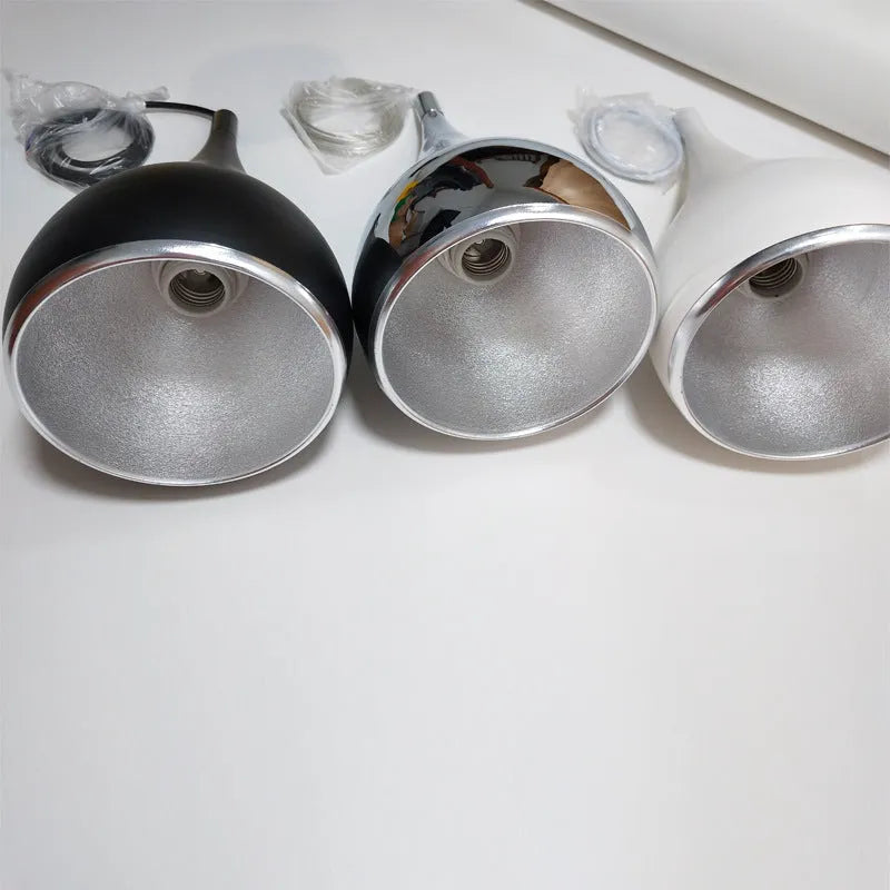 Minimalist iron restaurant chandelier bedside lamp in black, chrome or white finishes