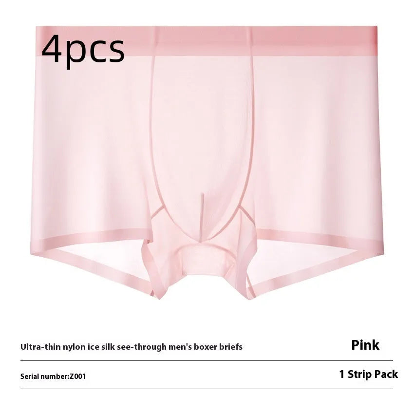 Men's Ice Silk boxer briefs in solid colours showing seamless, ultra-thin design