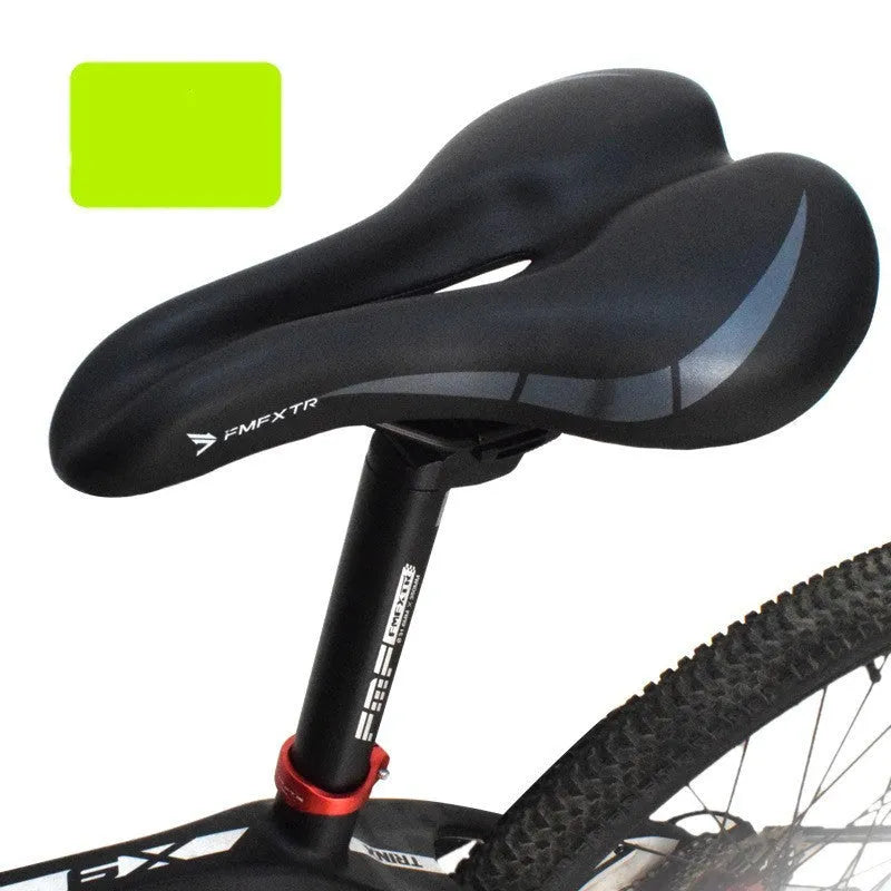 Bicycle seat cushion with hollow centre design on a bike saddle