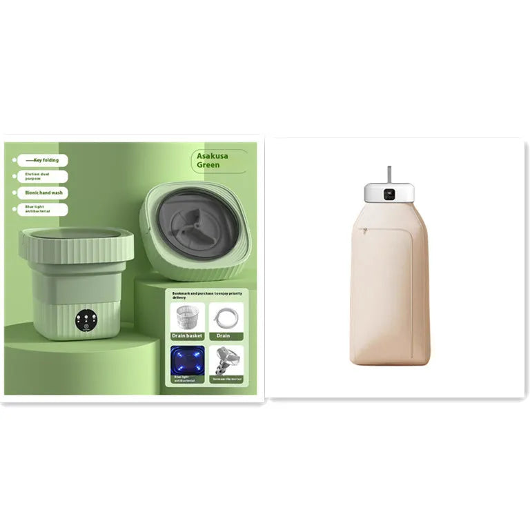 White cylindrical remote control clothes dryer with compact foldable design