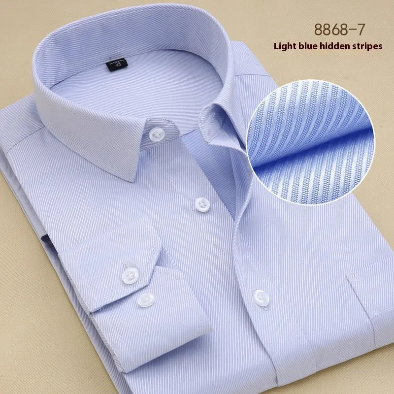 Men's black slim fit cotton business shirt with long sleeves and solid colour design