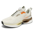 Men's white Korean style low-top running shoes with a rotating buckle closure and mesh upper.