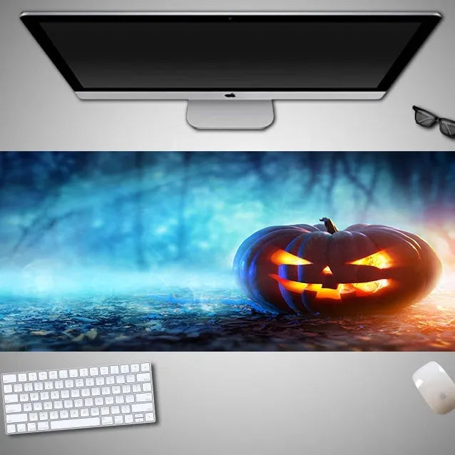 Oversized Halloween-themed mouse pad with graphic design on non-slip rubber cloth surface
