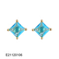 Brass gold-plated drop-shaped zircon earrings with pear silhouette on copper base