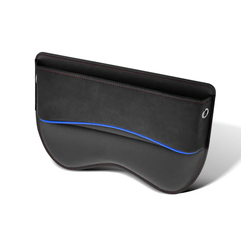 Leather car seat storage box in choice of black, brown, beige, green or red suede colour