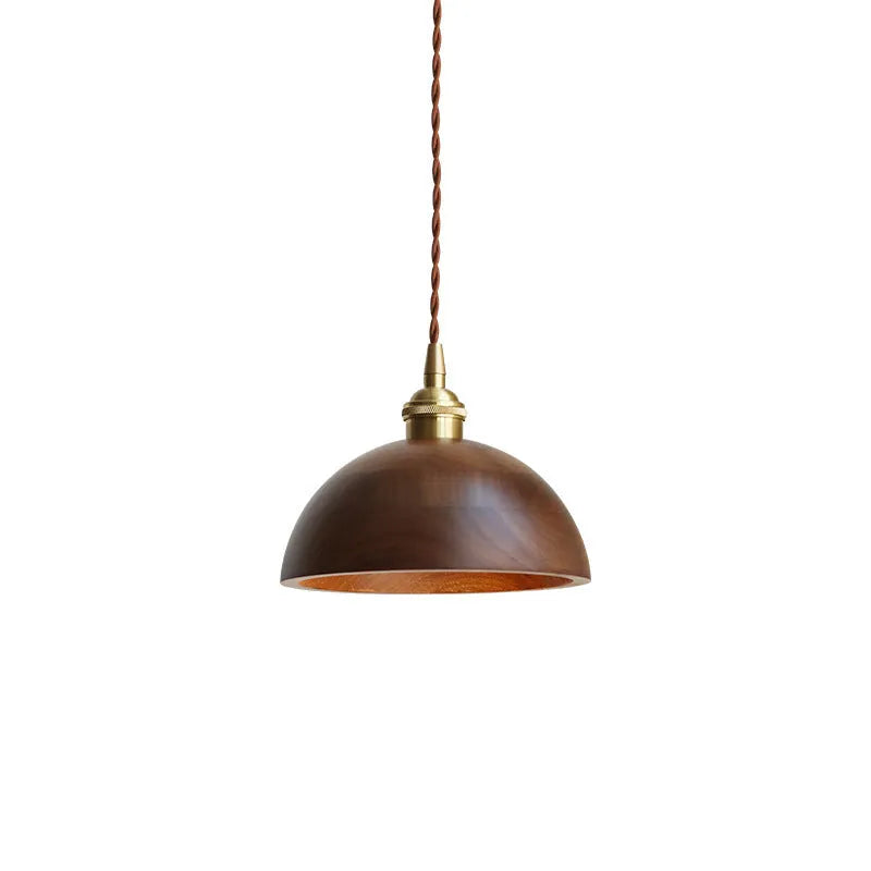 Black walnut finish single-head droplight chandelier with copper and wood art materials