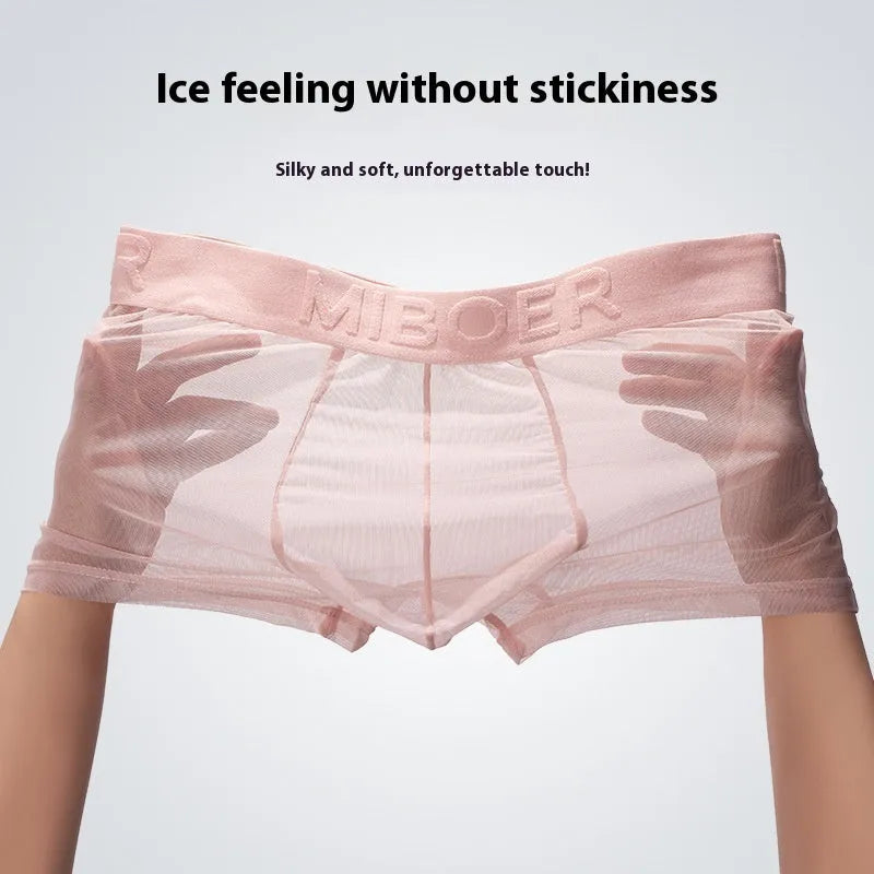 Men's thin invisible breathable boxer shorts in six colours with quick-drying polyester fabric