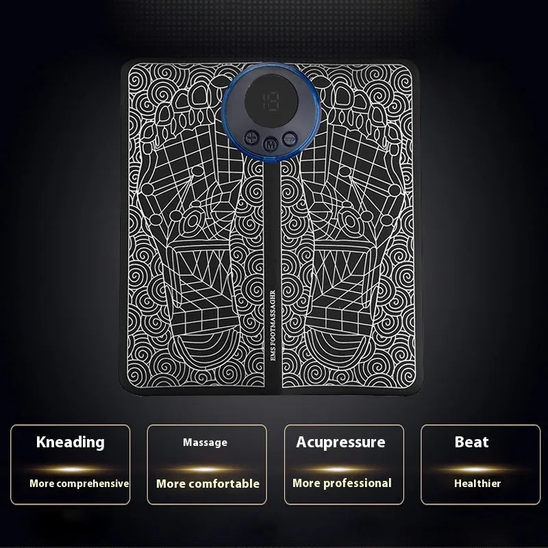 Remote control foot massage cushion with LCD display and leather upholstery