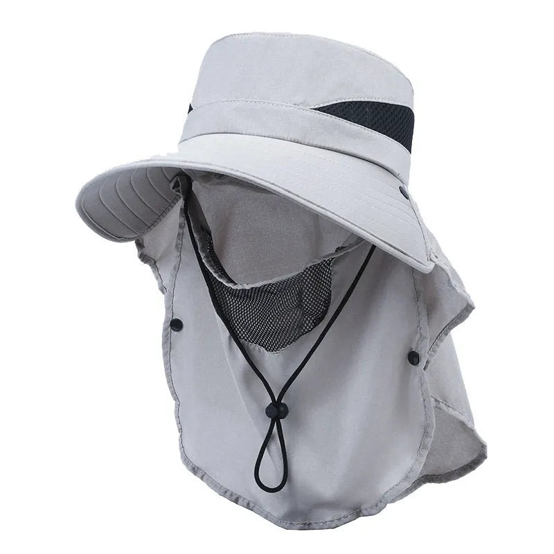 Men's adjustable polyester fisherman sun hat with wide brim in dark blue colour