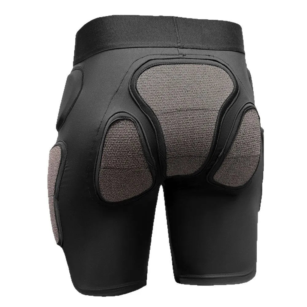 X-ray diffraction skiing protective gear set showing hip pads and knee pads for multi-sport safety.