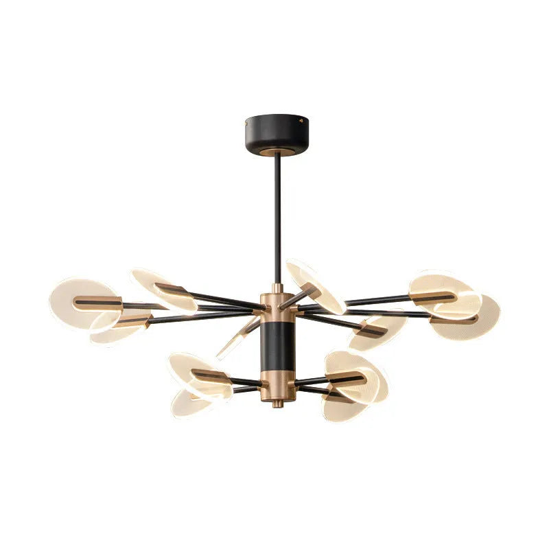 Nordic iron LED chandelier with acrylic details for dining room ceiling lighting