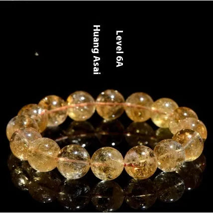 Natural yellow citrine gemstone bracelet showing single circle and three circle bead design options.