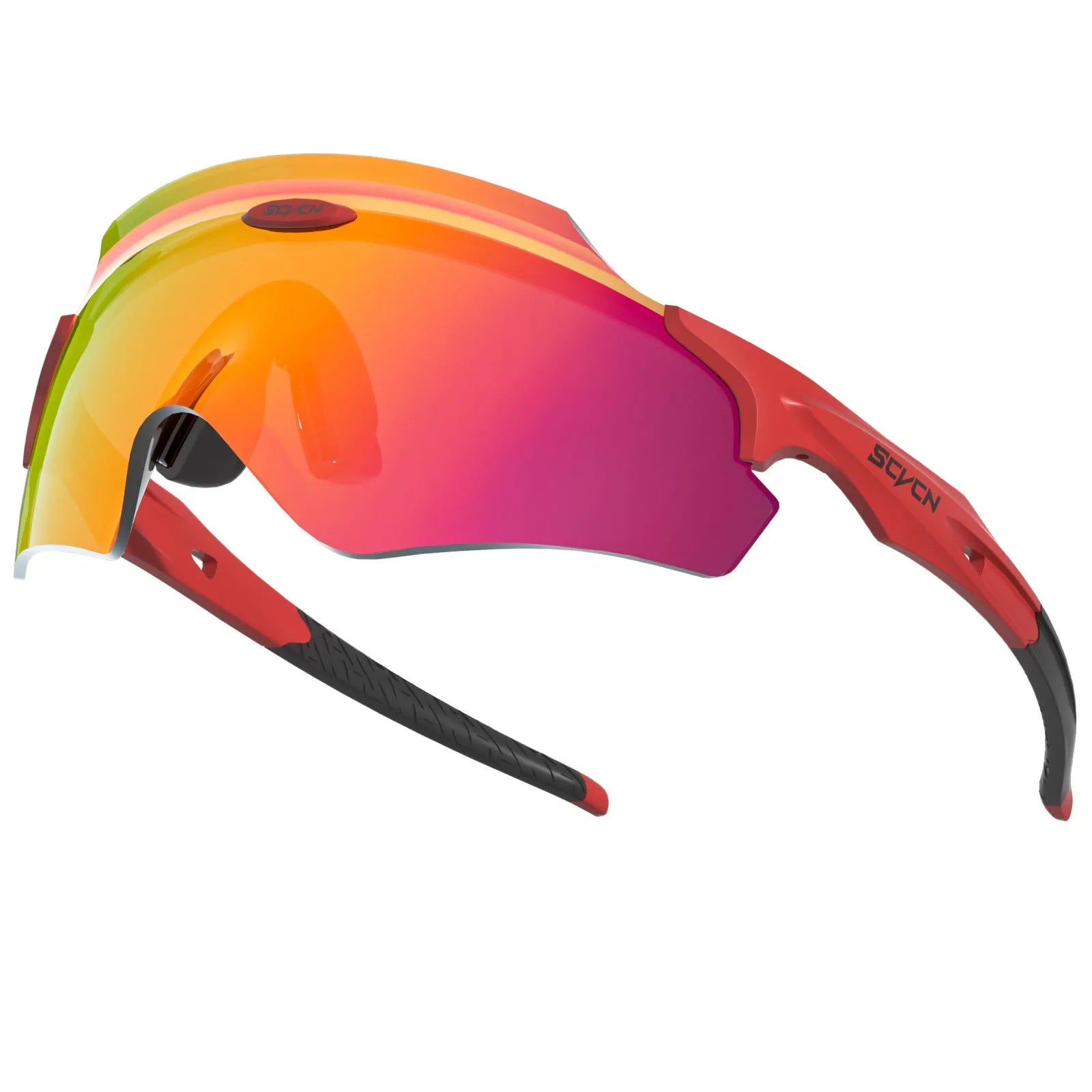 Frameless integrated lens windproof sports goggles in multiple colour styles.