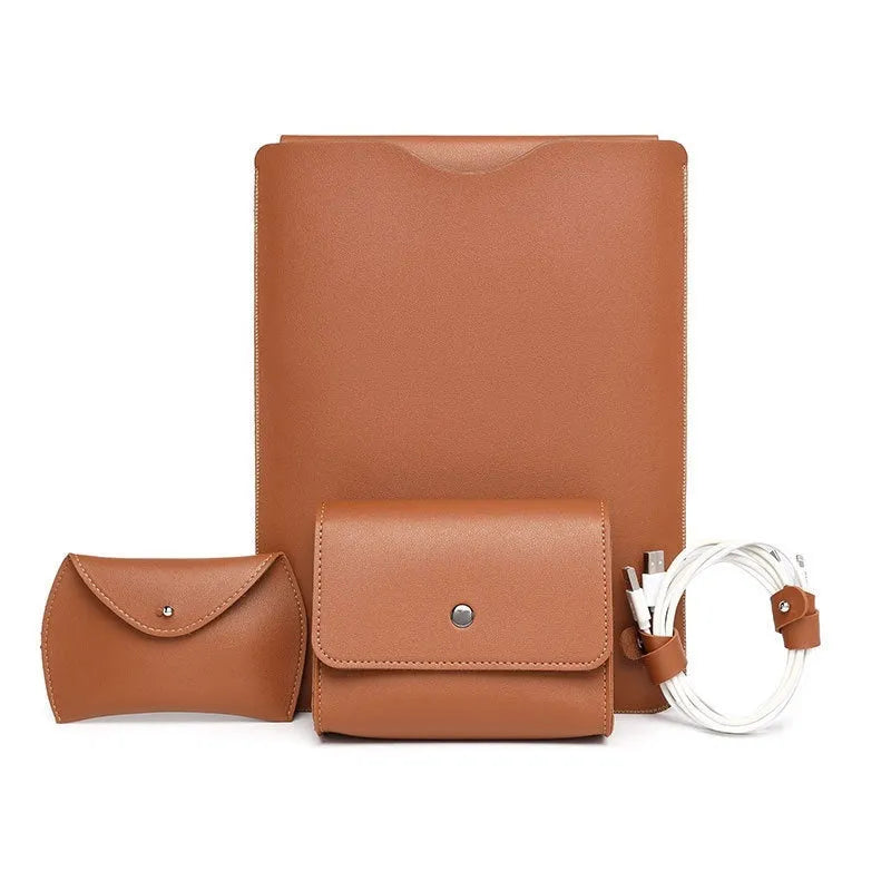 Four-piece set of imitation leather protective covers for MacBook lock edge in four colour options.