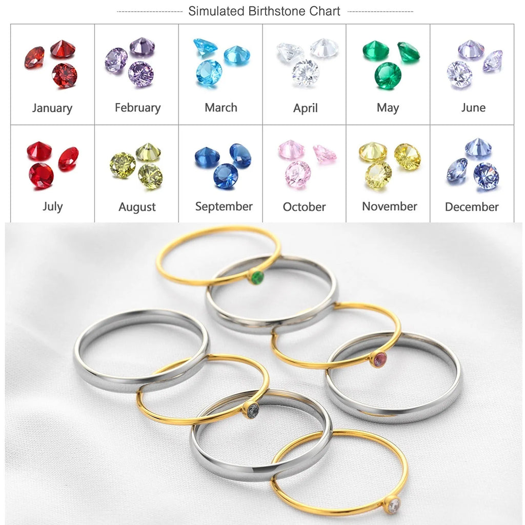 December birthstone titanium steel ring with geometric shape and engraved design.