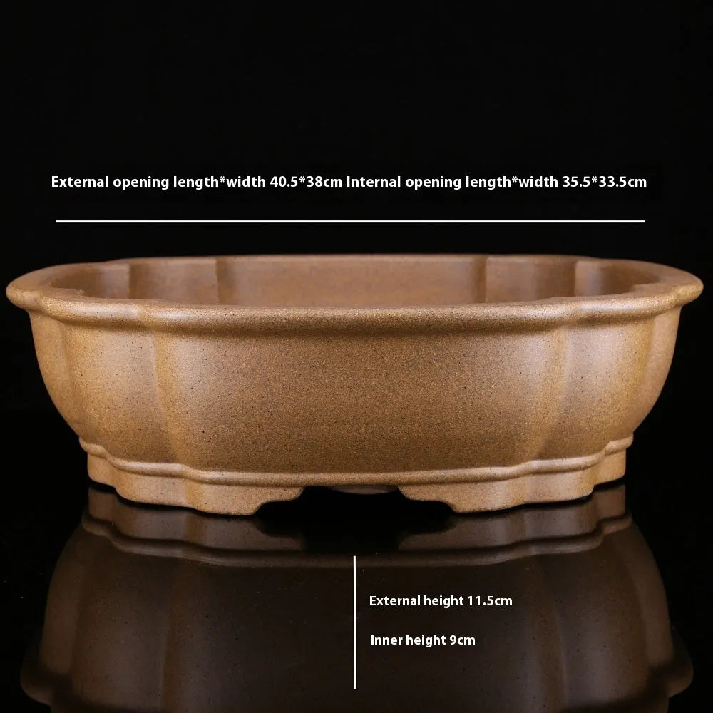 Large handmade purple sand tea cultivation basin in hexagonal or begonia styles