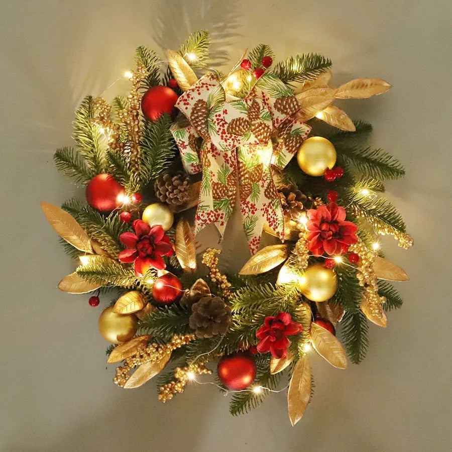 American country style plastic Christmas garland in four sizes with optional LED lighting for ceiling or wall display