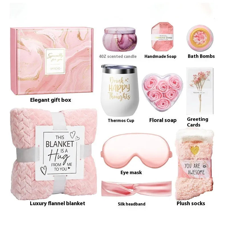 Aromatherapy candle soap bath gift set in modern simple style plastic packaging measuring 27x23x13cm