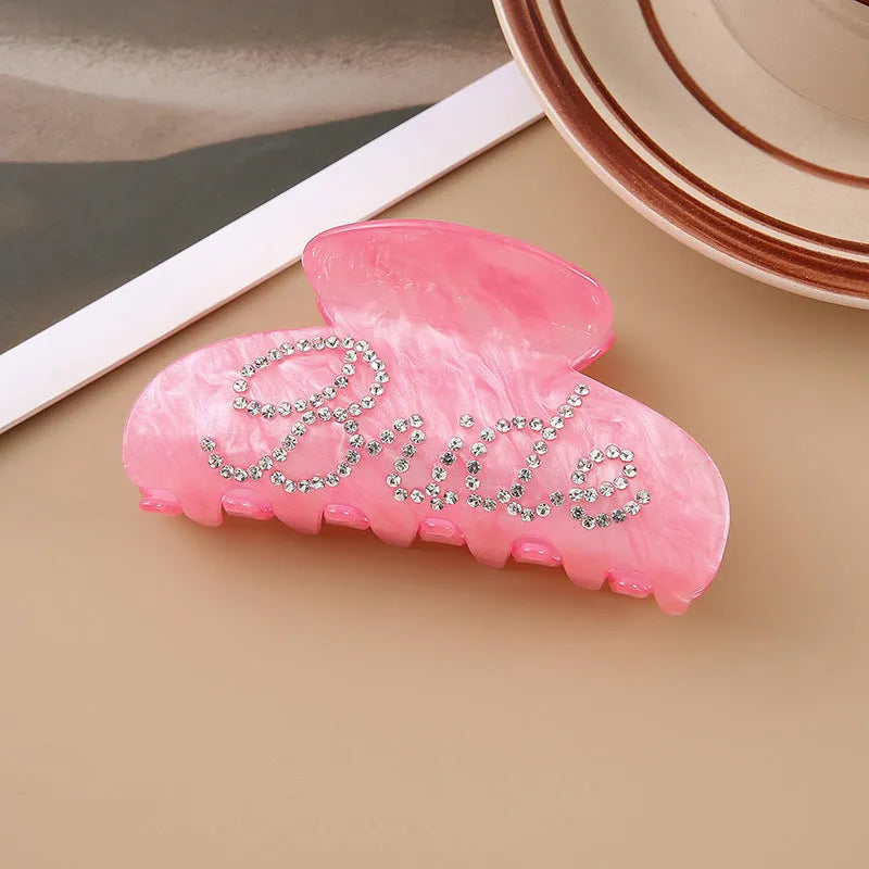 Acrylic barrette with spot drill pattern in pink or white, 10cm double-sided hair clip