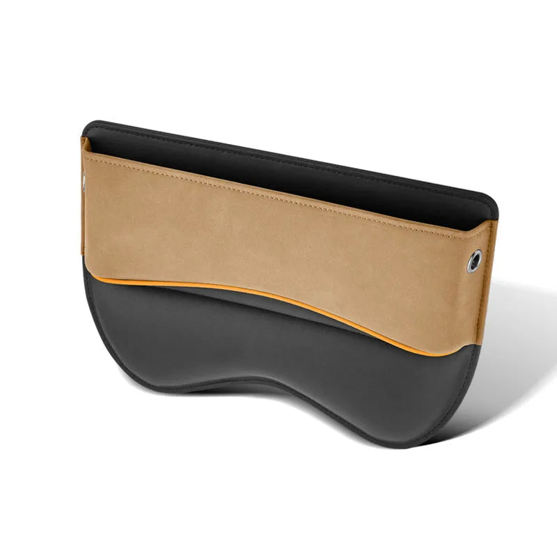 Leather car seat storage box in choice of black, brown, beige, green or red suede colour