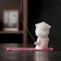 Ceramic female court attendant incense burner decoration in traditional colours