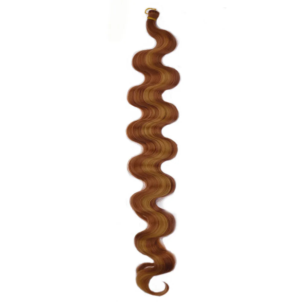 Wine red 24-inch crochet braid hair extensions with big wave texture on display