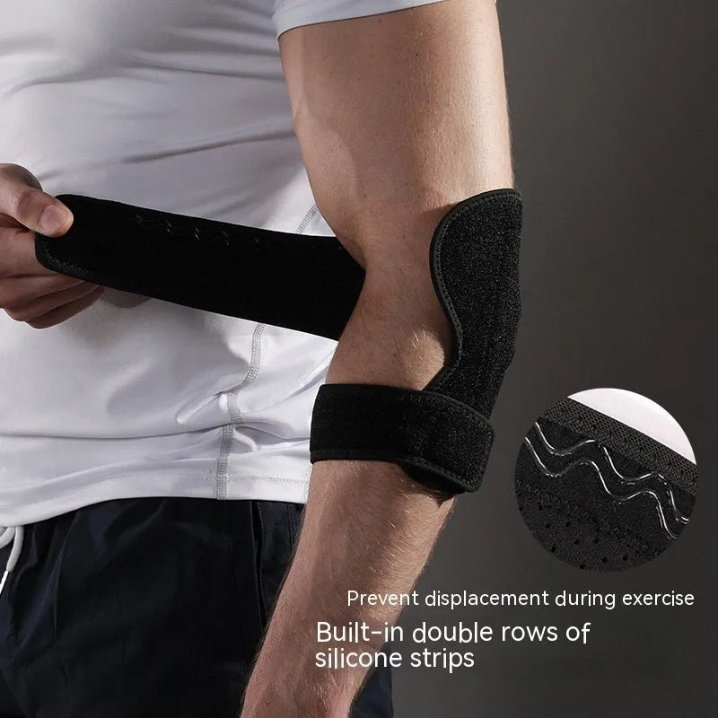 Black adjustable sports elbow guard for basketball, training, and outdoor activities