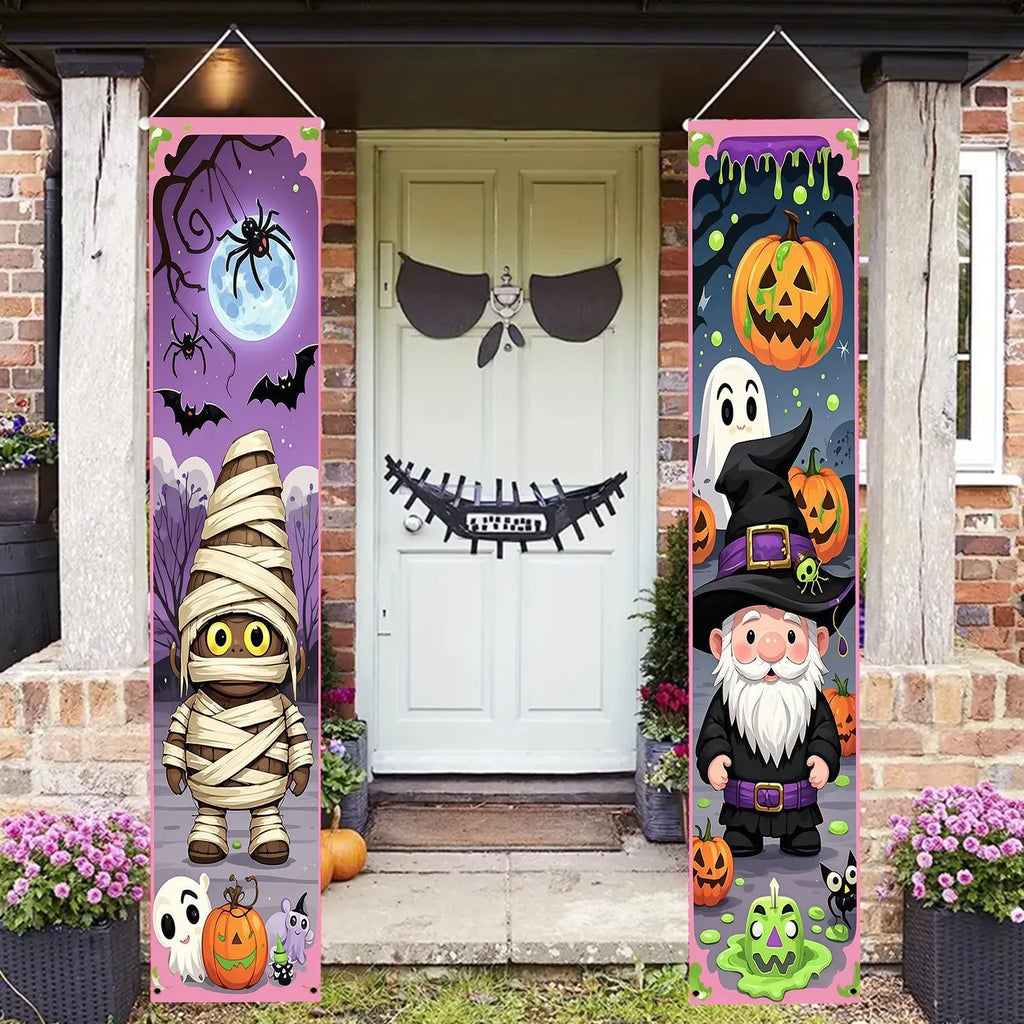 Halloween couplet banner decorations measuring 30x180cm made from polyester fabric