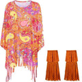 Tie dye cloak costume with colourful bell sleeves and irregular pattern for Halloween